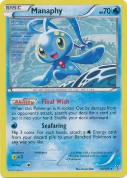 Lightly Played, English Pokemon Holo Manaphy - 34/135 - Holo Rare BW - Plasma St - Image 1
