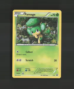 Pansage 2/12 McDonalds 2012 Promo Holo Rare Pokemon Card LP - Image 1