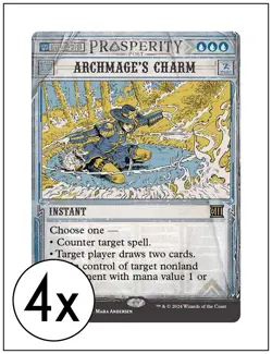 4x Archmage's Charm, Breaking News Showcase Art, MTG NM - Image 1