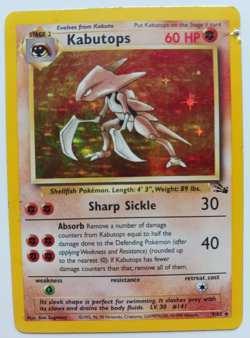Kabutops Pokemon Card Holo WOTC 9/62 Fossil Set Rare Vintage 1999 Original HP - Image 1
