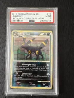 2010 Pokemon HGSS Undaunted Umbreon Reverse Holo #10 PSA 9 - Image 1