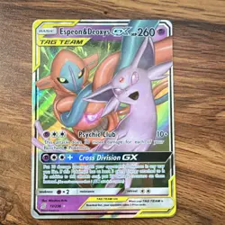 Pokemon Espeon & Deoxys GX TAG TEAM Ultra Rare Holo SM-Unified Minds 72/236 - Image 1