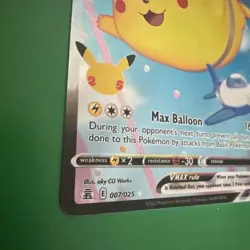 2021 Pokemon Celebrations Flying Pikachu VMAX 007/025 Full Art Ultra Rare Holo - Image 2