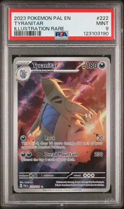 2023 POKEMON PAL EN-PALDEA EVOLVED ILLUSTRATION RARE #222 TYRANITAR PSA 9 - Image 1