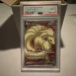 Pokemon Ninetales V Ultra Rare Full Art Holo 177/192 Rebel Clash 200 HP PSA 8 - Image 1