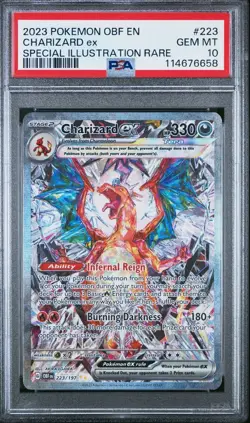 PSA 10 GEM MINT Charizard ex SIR 223/197 Obsidian Flames Pokemon 2023 - Image 1