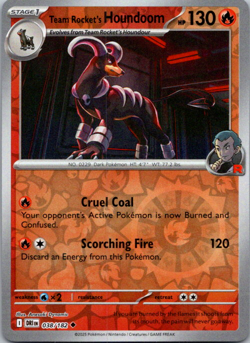 Team Rocket's Houndoom 038/182 Reverse Holo Destined Rivals English Pokemon - Image 1
