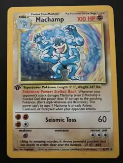 POKEMON BASE 1ST EDITION MACHAMP HOLO CARD 8/102 HP - Image 1