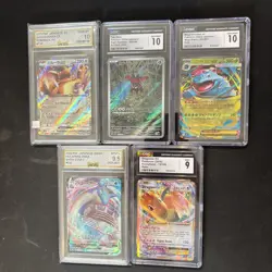 Pokemon Tcg Graded Slabs Lot Of 5 Graded Cards CGC + AGS Slabs - Image 1