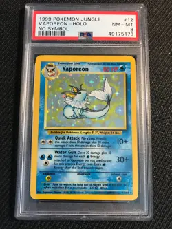 PSA 8 NM-MT Vaporeon 12 Jungle 1st Edition NO SYMBOL Holo Pokemon Card - Image 1