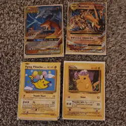 Pokemon TCG 4 Card Lot - Charizard, Charizard GX, Flying Pikachu, Pikachu - Image 1