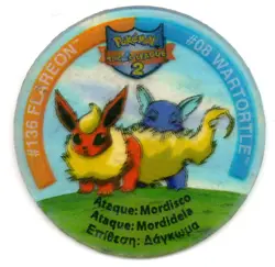 #136 FLAREON VS #08 WARTORTLE TAZO LEAGUE 2 POKEMON TAZOS 2002 MATUTANO - Image 1