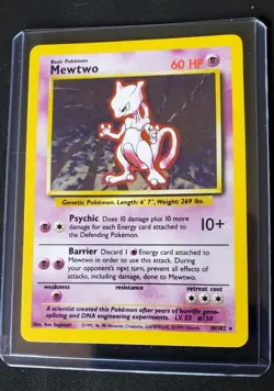 Pokemon Mewtwo TCG Base Set Holo Rare Card 10/102 Unlimited - Image 1