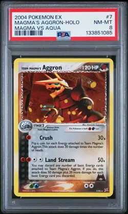 Team Magma's Aggron Holo 7/95 Team Magma Vs Team Aqua Pokemon PSA 8 - Image 1