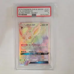 Pokemon Leafeon GX Secret Rare Holo PSA 9 Sun & Moon Ultra Prism 157/156 - Image 1