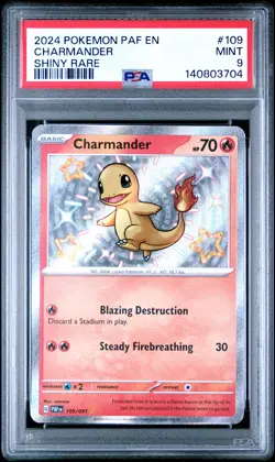 2024 POKEMON PAF EN-PALDEAN FATES SHINY RARE #109 CHARMANDER PSA 9 - Image 1