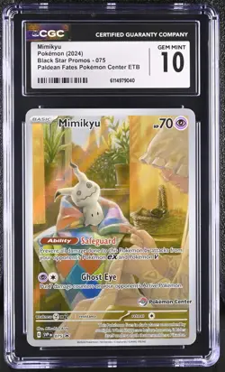 CGC 10 Mimikyu 075 2024 Black Star Promos SVPEN Paldean Fates Pokemon Center ETB - Image 1