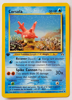 Pokemon TCG: Corsola Neo Discovery #37/75 1st Edition VLP-NM - Image 1