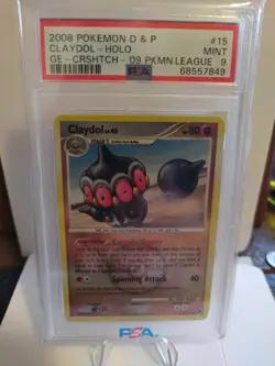 Claydol Crosshatch Holo 15/106 2008 Pokemon League PSA 9 - Image 1