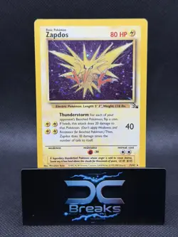 Pokemon TCG Zapdos Fossil 15/62 Holo 1999-2000 with big swirl! - Image 1