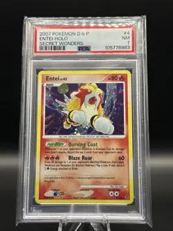 2007 Pokemon D&P Entei-Holo Secret Wonders #4 PSA 7 - Image 1