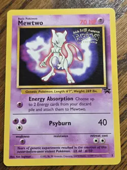 Pokemon Wotc Black Star Promo # 3 Mewtwo **Not Played** - Image 1