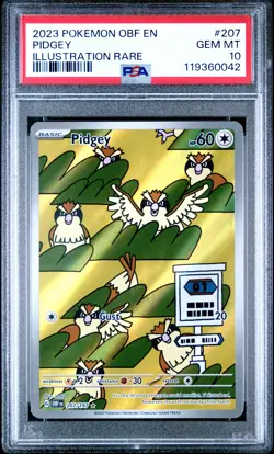 2023 POKEMON OBF EN-OBSIDIAN FLAMES ILLUSTRATION RARE #207 PIDGEY PSA 10 - Image 1