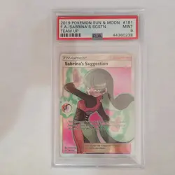 Pokemon Sabrina's Suggestion Full Art Holo PSA 9 Sun & Moon Team Up 181/181 2019 - Image 1