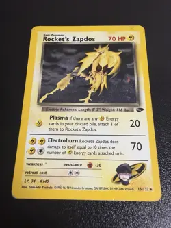 Pokemon Rocket's Zapdos Gym Challenge Holo Rare 15/132 English HP - Image 1