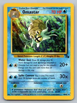 OMASTAR 40/62 UNCOMMON FOSSIL POKEMON LP - Image 1