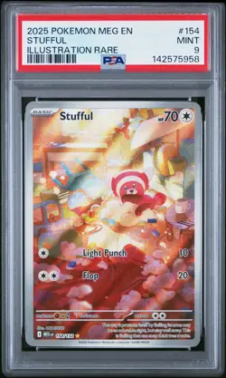 2025 POKEMON MEG EN-MEGA EVOLUTION ILLUSTRATION RARE #154 STUFFUL PSA 9 - Image 1