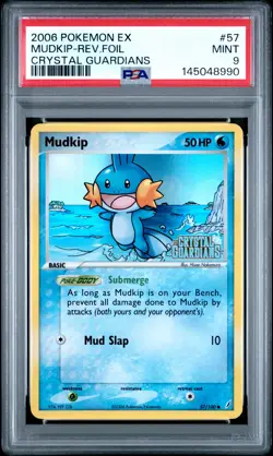 2006 POKEMON EX CRYSTAL GUARDIANS #57 MUDKIP-REVERSE FOIL PSA 9 - Image 1