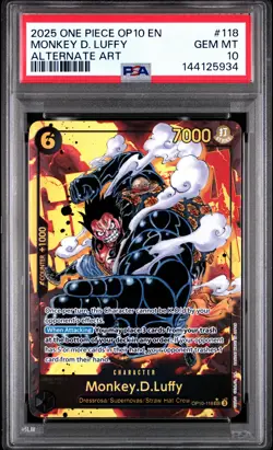 2025 ONE PIECE OP10-ROYAL BLOOD ALTERNATE ART #118 MONKEY D. LUFFY PSA 10 - Image 1