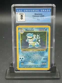CGC 8 NM/MINT Blastoise HOLO 2000 Base Set 2 2/130 Pokemon Swirl - Image 1
