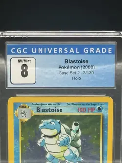 CGC 8 NM/MINT Blastoise HOLO 2000 Base Set 2 2/130 Pokemon Swirl - Image 3