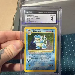 CGC 8 Blastoise 2000 Base Set 2 2/130 Holo Pokemon Card Swirl! - Image 1