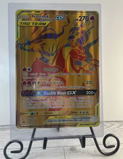 2021 Pokemon RESHIRAM & CHARIZARD GX Tag Team Black Star Promo SM247 JUMBO CARD - Image 1