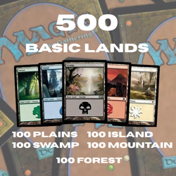 MTG 500 Basic Lands Lot | 100 Each Color | Commander Deck Builder Bundle - Image 1