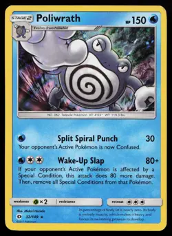 Poliwrath 32/149 Holo Rare SM Base Set Pokemon Card - Image 1