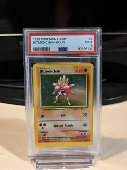 1999 Pokemon TCG Base Set Hitmonchan Holo #7 Graded PSA 9 MINT 7/102 Pokemon - Image 1