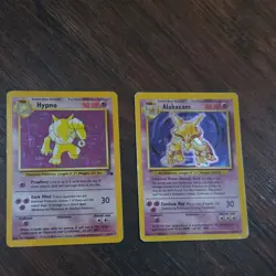 Pokemon TCG Base Set Wizards of the Coast 1995 Hypno & Alakazam Cards Lot - Image 1