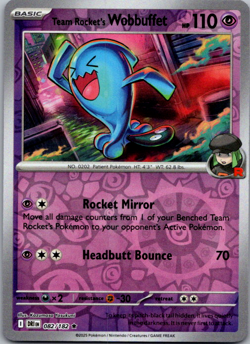 Team Rocket's Wobbuffet 082/182 Holo Destined Rivals English Pokemon Card - Image 1