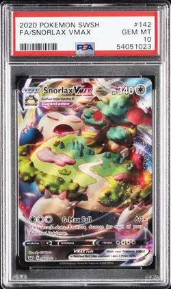 2020 POKEMON SWORD & SHIELD #142 FULL ART/SNORLAX VMAX PSA 10 - Image 1