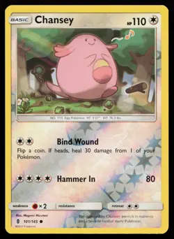 Chansey 101/145 Common SM - Guardians Rising Reverse Holo Pokemon Card - Image 1