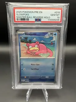 Pokemon TCG Slowpoke 018/131 Prismatic Evolutions Master Ball Holo PSA 10 - Image 1