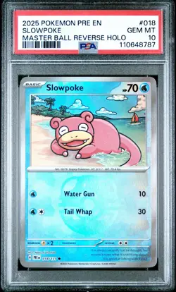 2025 POKEMON PRE EN-PRISMATIC EVOLUTIONS POKE BALL REVERSE HOLO SLOWPOKE PSA 10 - Image 1