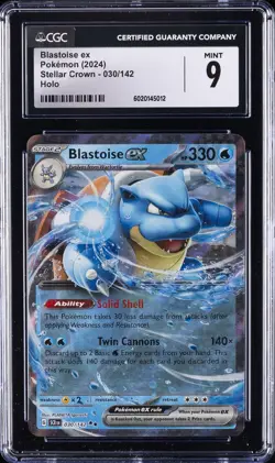 2024 STELLAR CROWN POKEMON 030/142 HOLO #030 BLASTOISE EX CGC 9 - Image 1