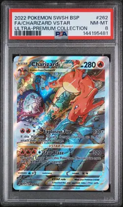 2022 POKEMON SWSH BLACK STAR PROMO #262 FULL ART/CHARIZARD VSTAR PSA 8 - Image 1