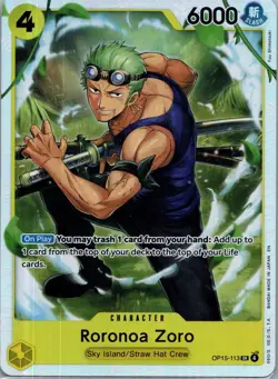 Roronoa Zoro FOIL OP15-113 SR Adventure on Kami's Island One Piece Near Mint - Image 1