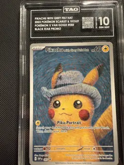 2023 SVP Pokemon X Van Gogh Promo #085 Pikachu With Grey Felt Hat TAG 10 (975) - Image 1